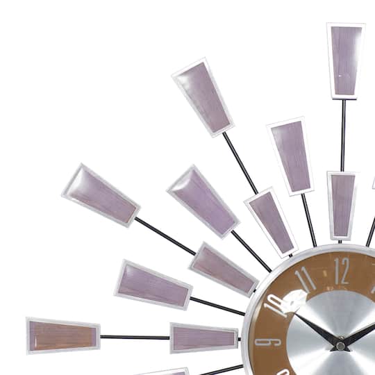 22" Brown Metal Modern Wall Clock